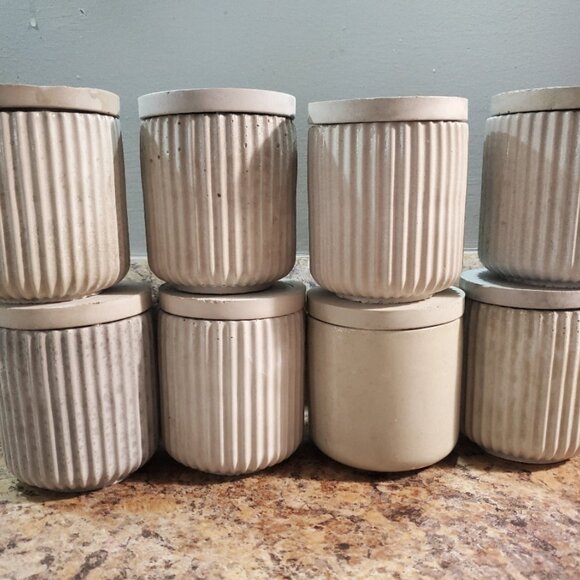 Handcrafted Concrete Candle Vessels – Set of 10 Grey - Picture 1 of 5